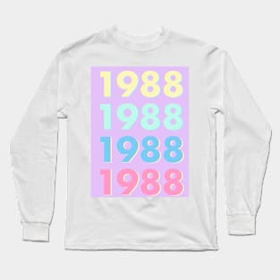 1988 Pastel Typography - Personalized Year Retro Nostalgic Art Print Long Sleeve T-Shirt